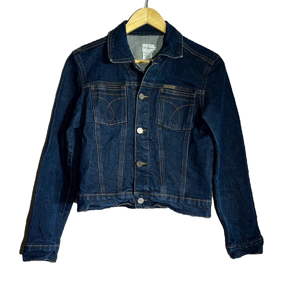 Calvin Klein Dark Indigo Jean Crop Jacket Women’s Size Medium
